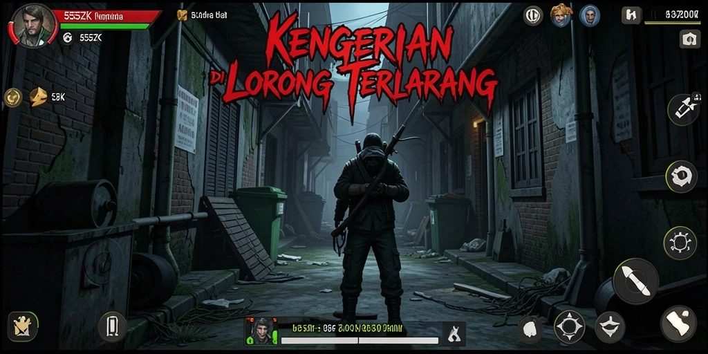 Tampilan gameplay menegangkan dari 555ZK yang memikat dan menyeramkan.