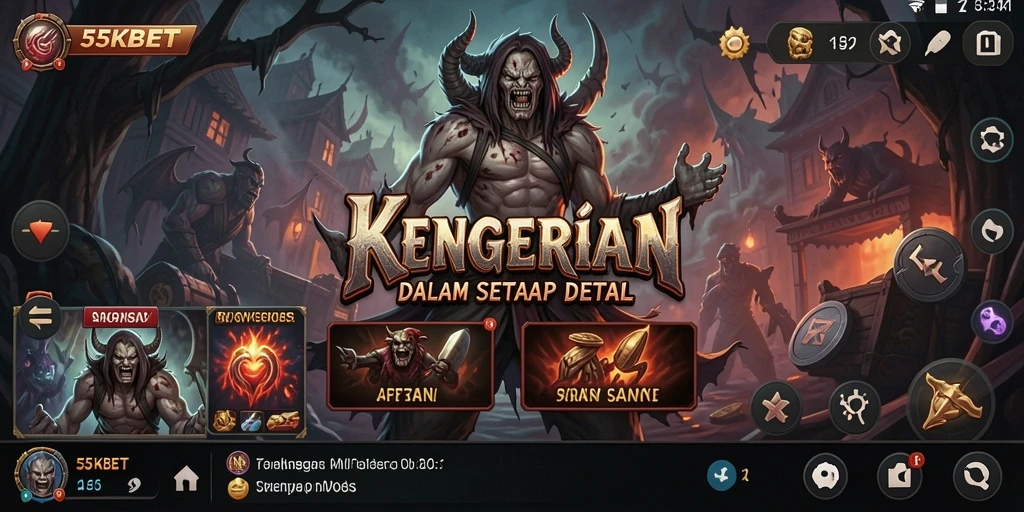 Screenshot menampilkan suasana mencekam dalam permainan 55KBET.