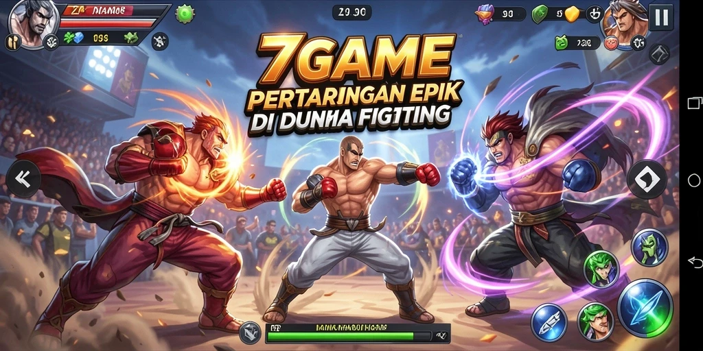 Tampilan gameplay seru dalam 7GAME yang menampilkan pertarungan sengit.