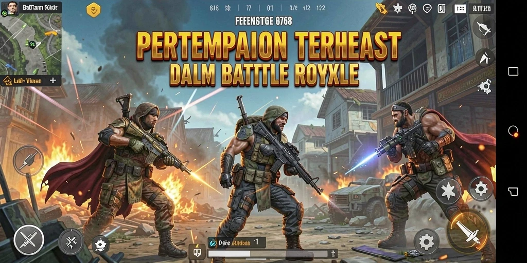 Tampilan aksi mendebarkan dalam game Battle Royale 8768.