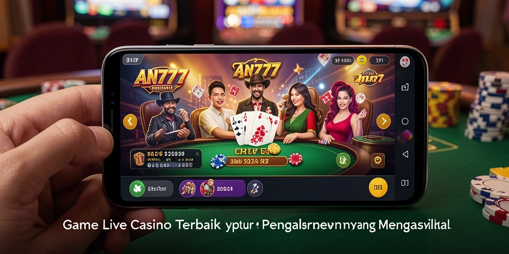 Tampilan gameplay Live Casino AN777 dengan dealer langsung dan suasana kasino yang nyata.