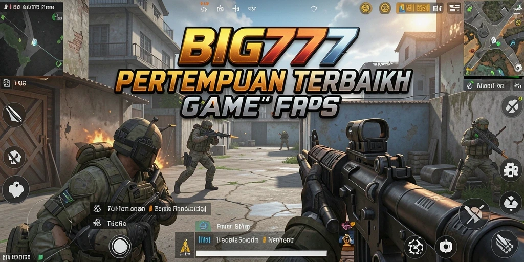 Tangkapan layar gameplay dinamis dari BIG77 dalam pertempuran FPS.