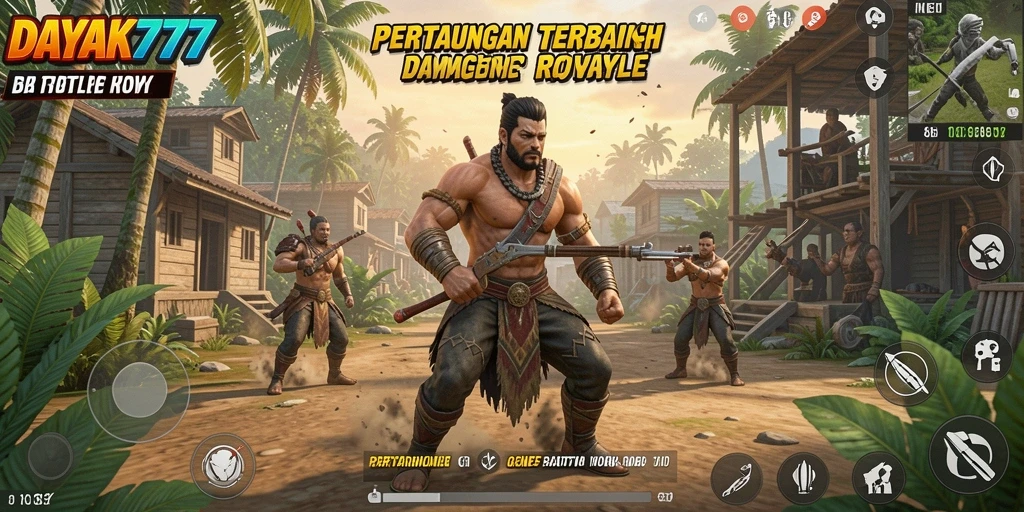 Tangkapan layar dari gameplay seru DAYAK777 saat bertanding di Battle Royale.