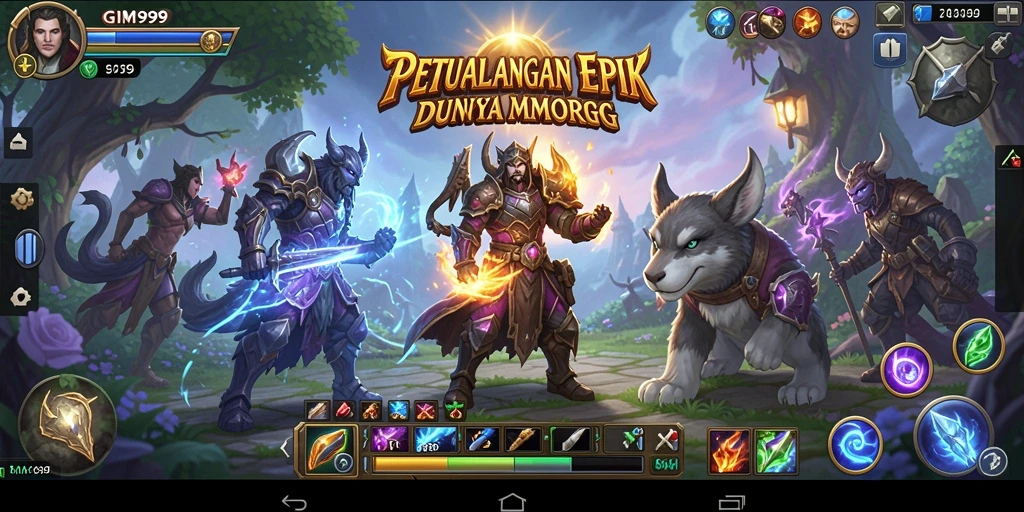 Tampilan gameplay GIM999 yang epik dalam MMORPG.