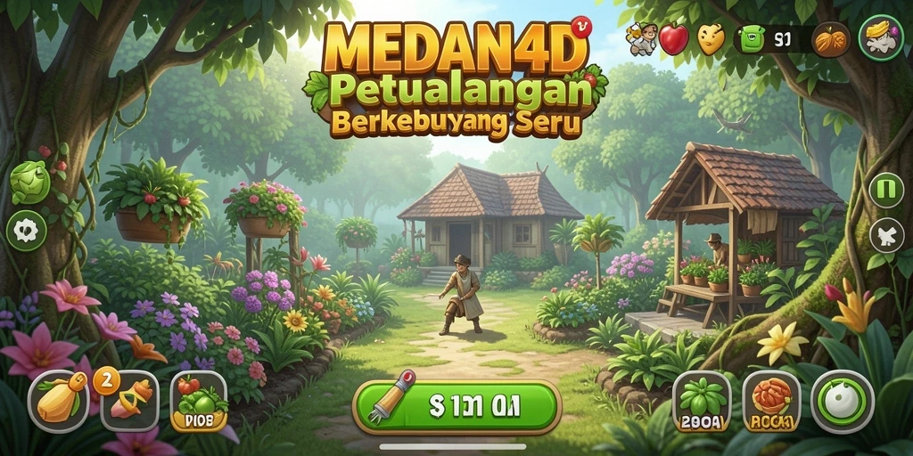 Tampilan gameplay MEDAN4D yang menampilkan suasana berkebun yang menyenangkan.