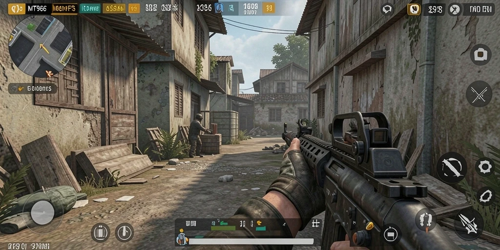 Screenshot gameplay <strong>MT966</strong> menunjukkan aksi seru pertarungan FPS.