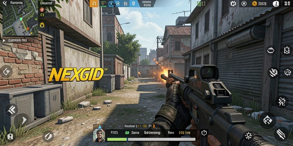 Gameplay NEXGID yang intens dan mendebarkan dalam pertarungan FPS.